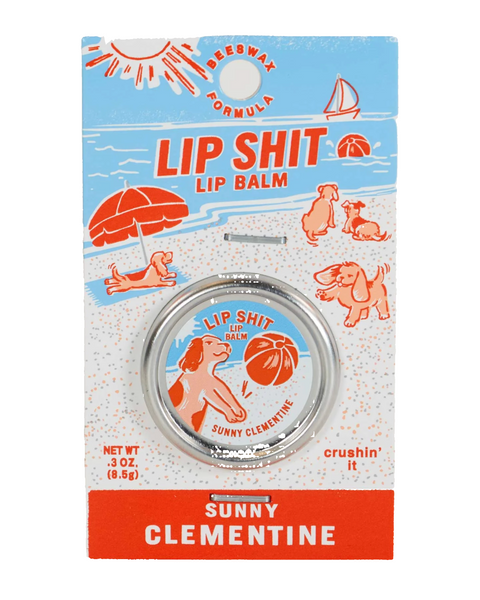 Sunny Clementine lip shit lip balm tin by Blue Q sold by Le Monkey House