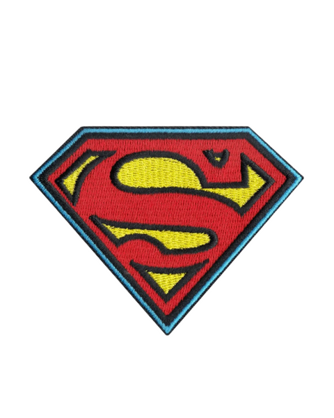 Superman logo embroidered iron on sew on patch by Square Deal Recordings sold by Le Monkey House