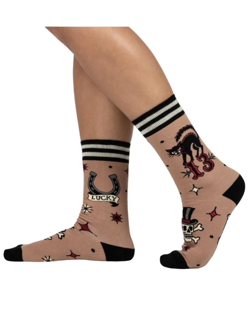 Superstitious ink - just a little stitious socks by Footclothes sold by Le Monkey House
