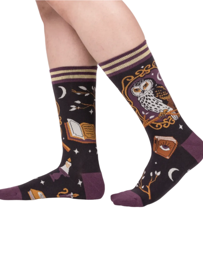 Supervisor Owlfred, professor owl, crew socks, by footclothes sold by Le Monkey House