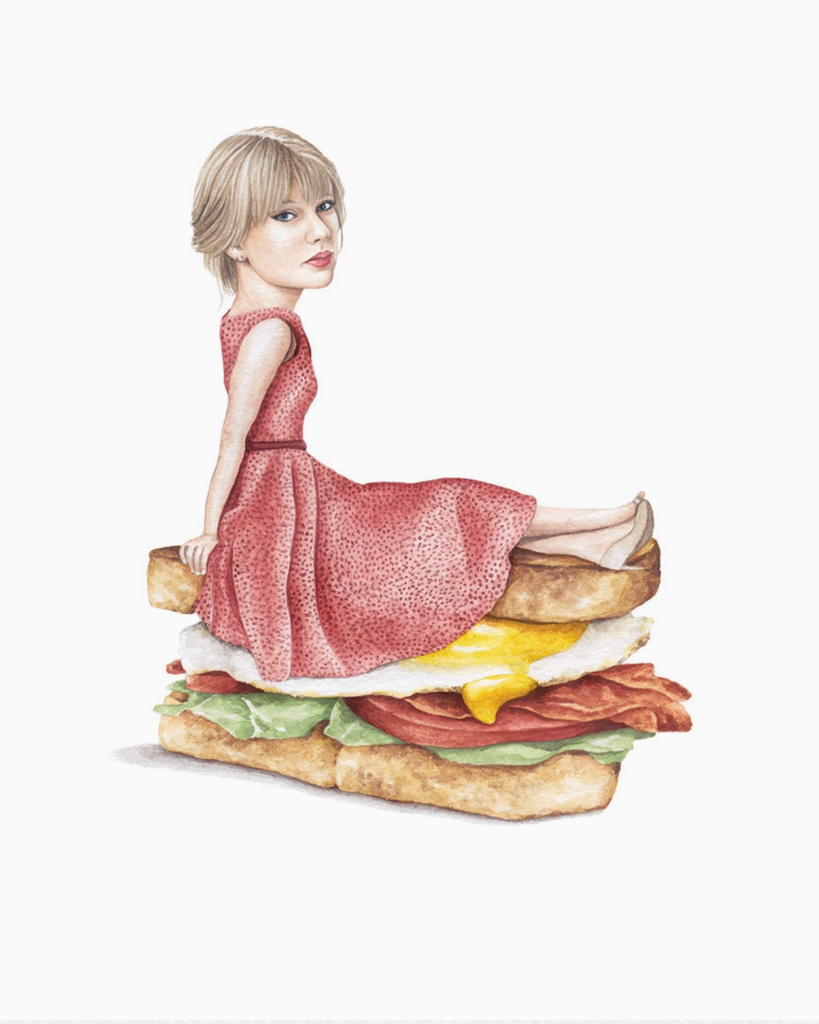 Taylor Swift egg BLT 8x10 print by Celebs on sandwiches sold by Le Monkey House