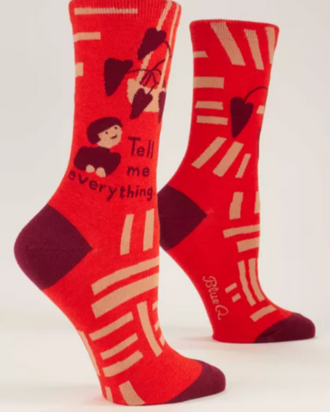 Tell me everything, plant lover, women's socks by Blue Q, sold by Le Monkey House Culpeper, Virginia