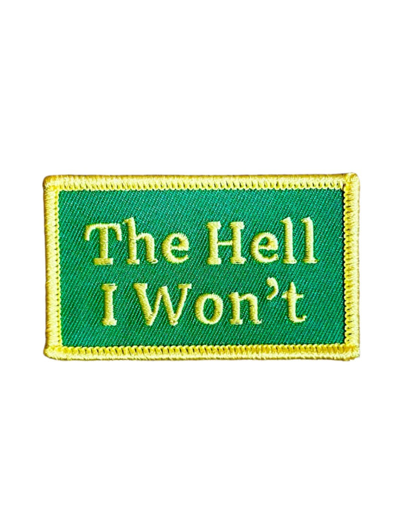 The Hell I Won't John Wayne green and yellow iron on sew on patch by Aloe & Milk Boutique sold by Le Monkey House