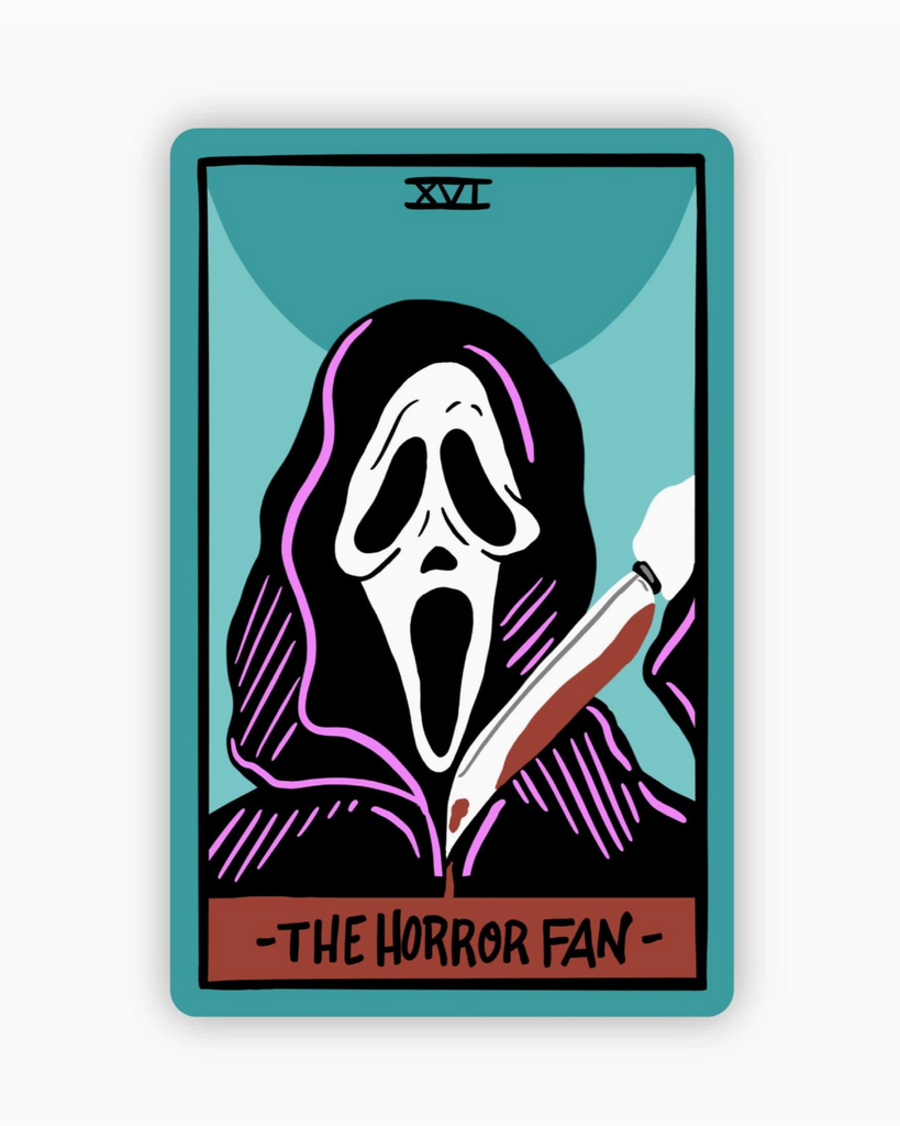 The Horror Fan Tarot Card Sticker, waterproof, water bottle, laption, decorative sticker by Big Moods sold by Le Monkey House