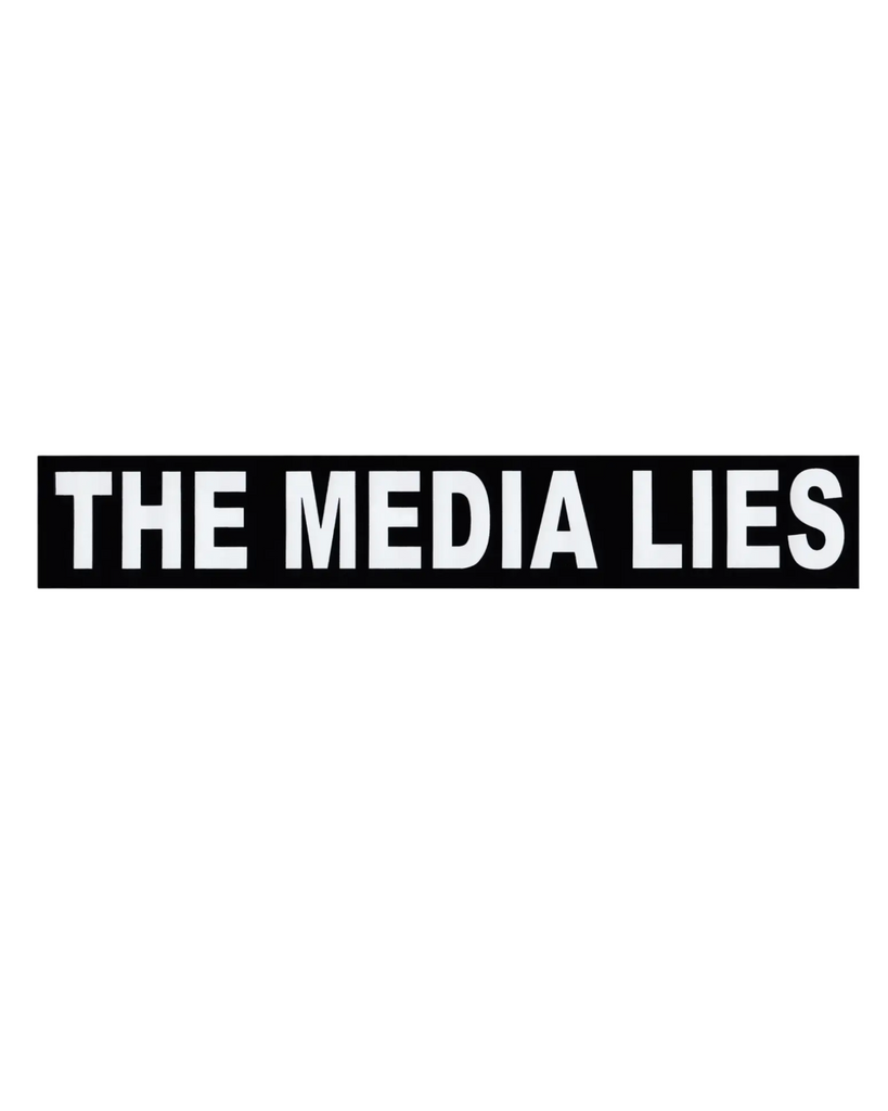 The media lies sticker by Square deal recordings sold by Le Monkey House