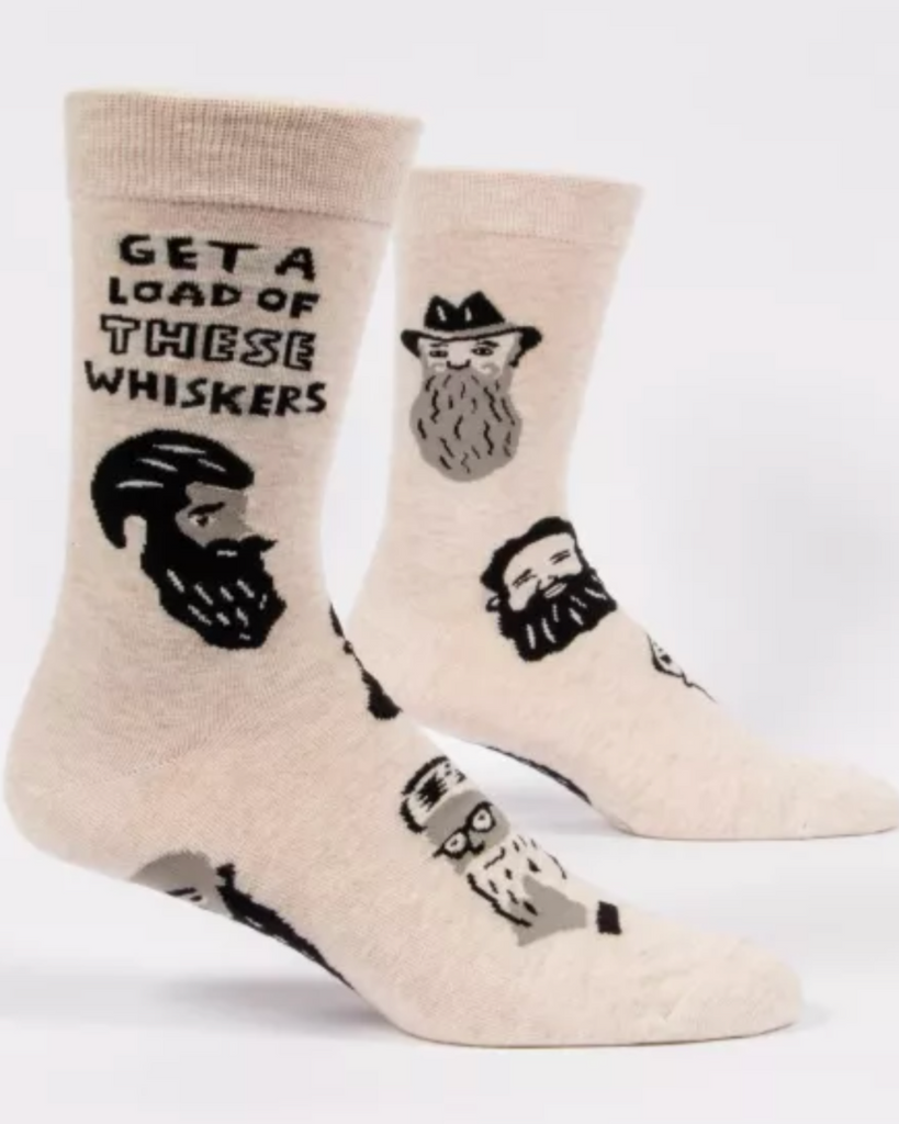 Get a load of these whiskers, beard, bearded dudes, men's socks by Blue Q sold by Le Monkey House Culpeper, Virginia