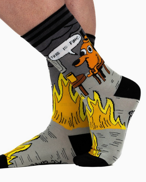 This is fine, everything's fine socks by Footclothes, Colorado Sold by Le Monkey House