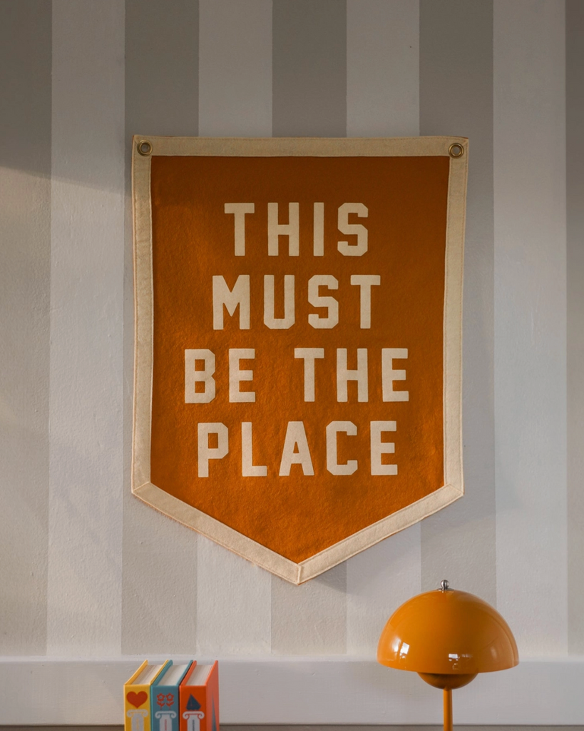 This must be the place camp flag by Oxford Pennant sold by Le Monkey House