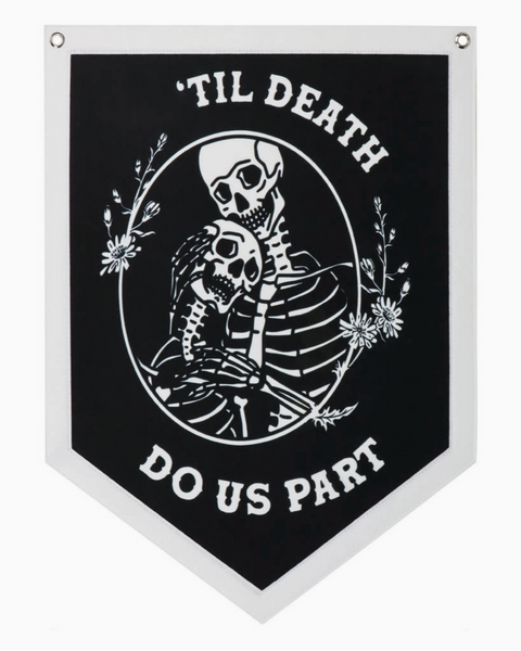 'Til death lovers skeletons banner, wall hanging flag by Fun Club sold by Le Monkey House