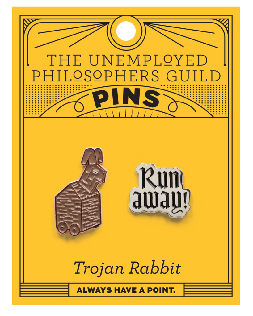 Trojan Rabbit, Monty Python funny enamel pin set by Unemployed Philosophers Guild, sold by Le Monkey House