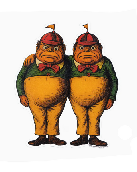 tweedle dee and tweedle dum, alice in wonderland, vintage sticker, square deal recordings, sold by Le Monkey House