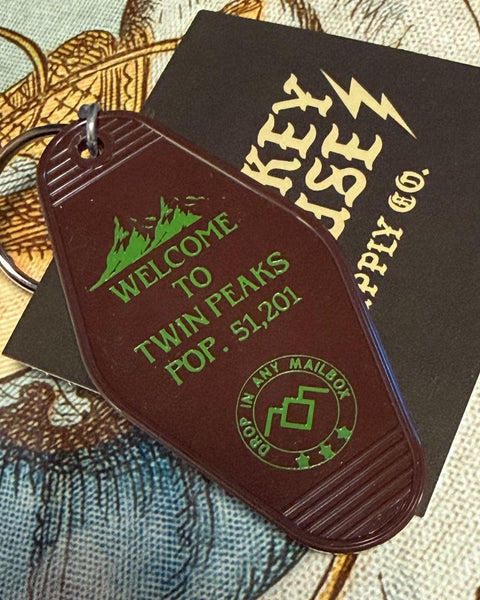 Twin Peaks, Population 51,201, retro style motel keychain, keyfob, by Three Sisters Design Co, sold by Le Monkey House