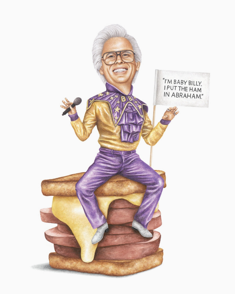 Uncle Baby Billy Righteous Gemstones Celebs on Sandwiches watercolor drawing painting print sold by Le Monkey House