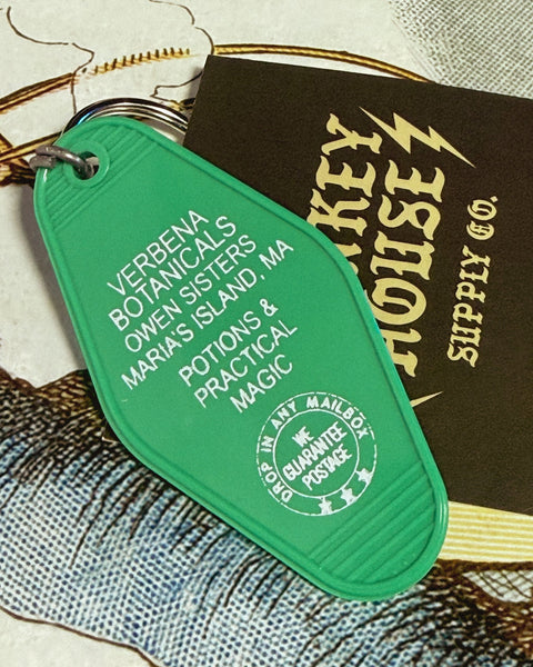 Verbena Botanicals, Practical Magic, Retro Keychain, Vintage Style, retro style motel keychain, keyfob, by Three Sisters Design Co, sold by Le Monkey House