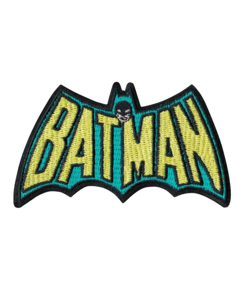 Retro style Adam West Batman Logo embroidered iron on patch by Square Deal Recordings sold by Le Monkey House
