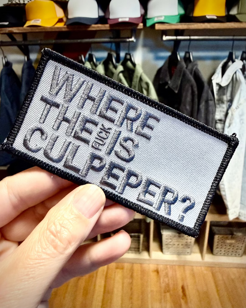 Where the fuck is Culpeper embroidered twill iron on patch produced and sold by Le Monkey House