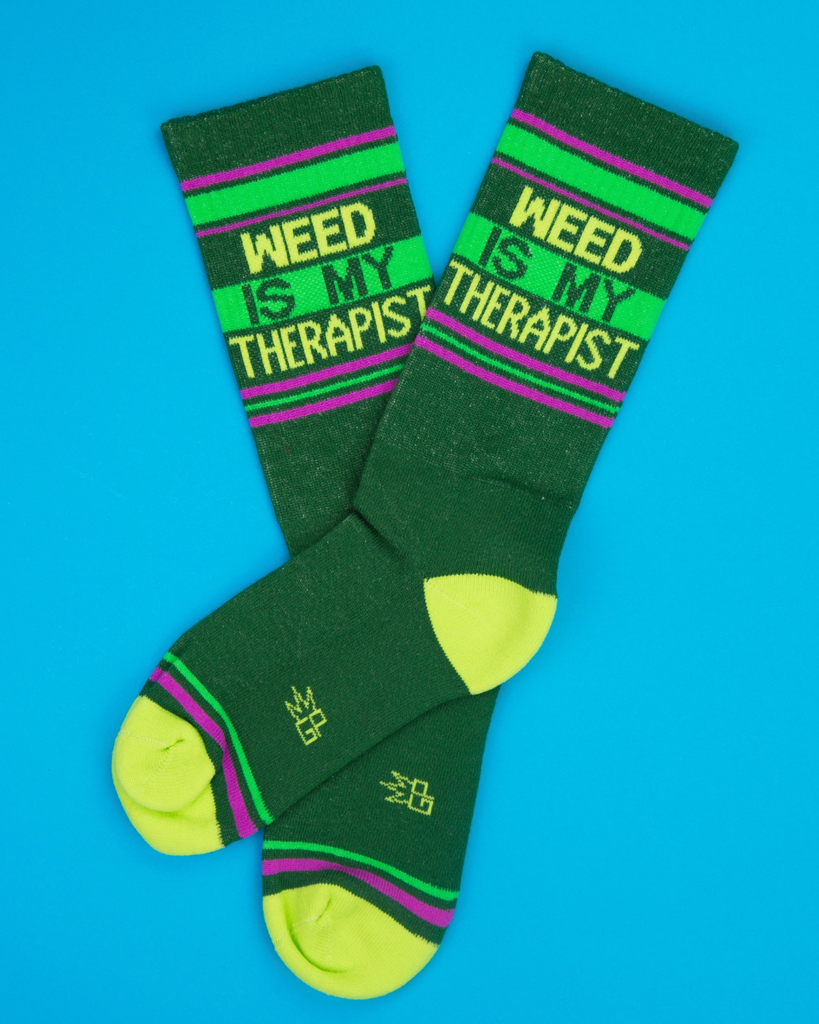 Weed Is My Therapist Retro Gym Socks by Gumball Poodle sold by Le Monkey House