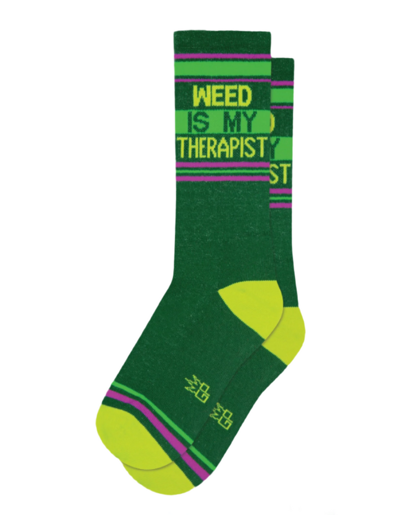 Weed Is My Therapist Retro Gym Socks by Gumball Poodle sold by Le Monkey House