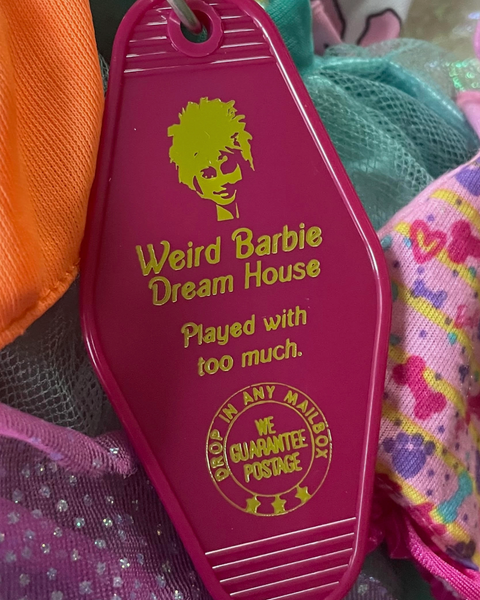 Weird Barbie's Dream House - Played with too much - vintage retro motel plastic keychain by 3 Sisters sold by Le Monkey House