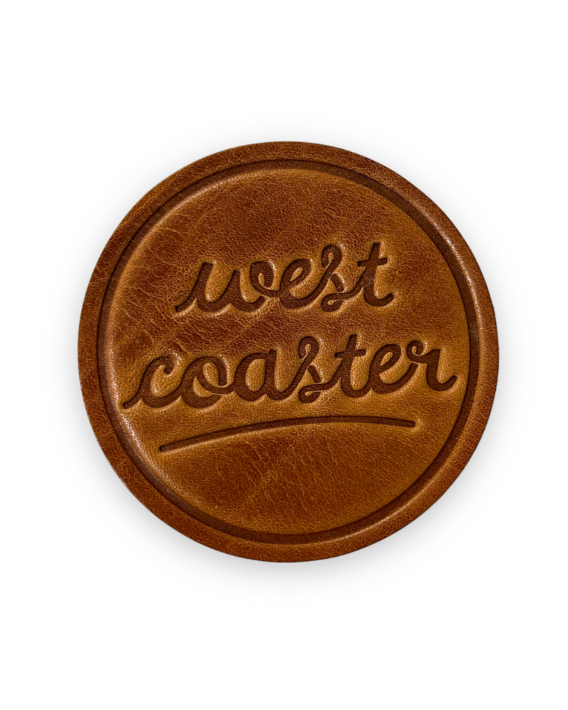 West Coaster Genuine Leather Handstamped Coaster by Sugarhouse Leather Sold by Le Monkey House