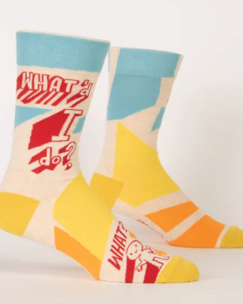 What'd I do? Funny men's socks by Blue Q sold by Le Monkey House Culpeper, Virginia