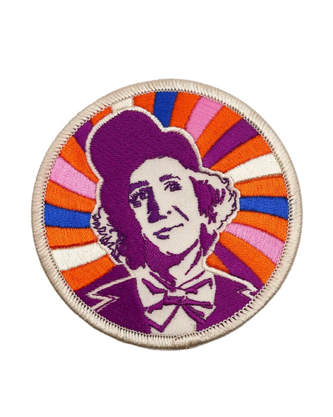 Willy Wonka, Gene Wilder, Charlie and the chocolate factory embroidered Iron-on patch by Square deal recordings sold by Le Monkey House