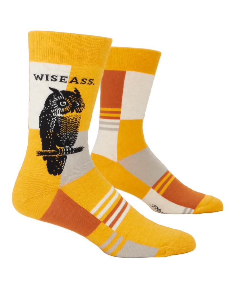 Wiseass Owl retro style men's crew socks by Blue Q Sold by Le Monkey House