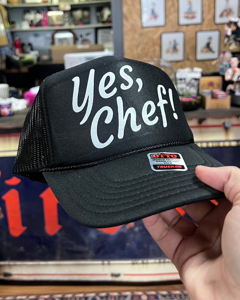 Yes Chef foam front Otto Trucker Hat MAde and Sold by Le Monkey House