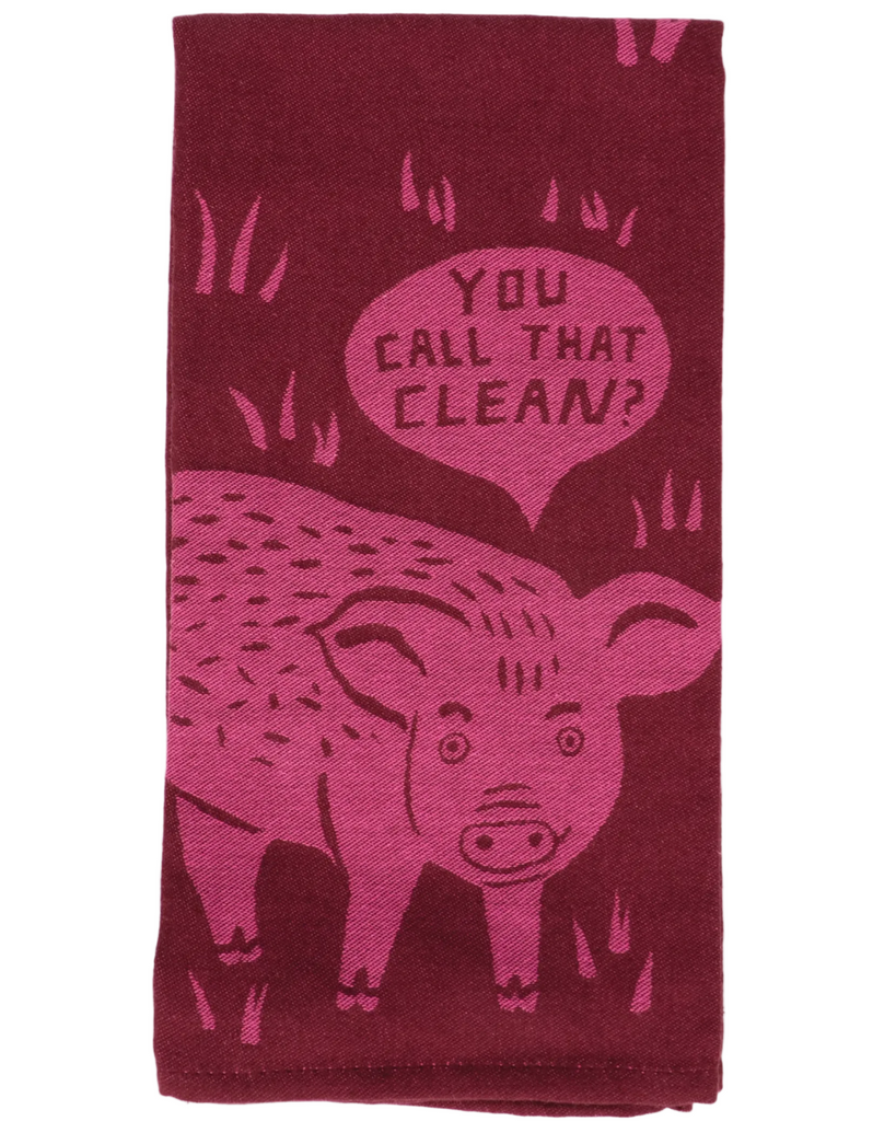 You call that clean? Woven dish towel by Blue Q, sold by Le Monkey House