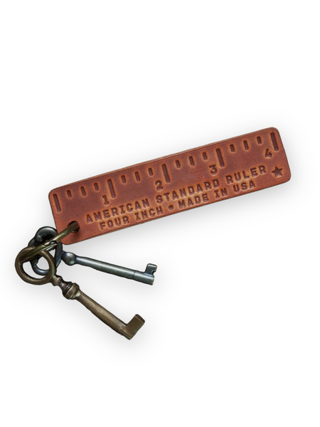 American Standard Pocket Ruler Genuine Handmade Leather keychain by Sugarhouse Leather Sold by Le Monkey House