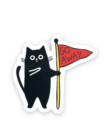 Go Away Flag Cat Sticker by Ace The Pitmatian Sold by Le Monkey House