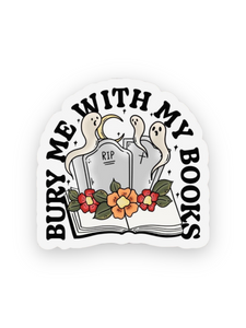 Bury Me With My Books Ghosties Sticker by Ace The Pitmatian, Sold by Le Monkey House
