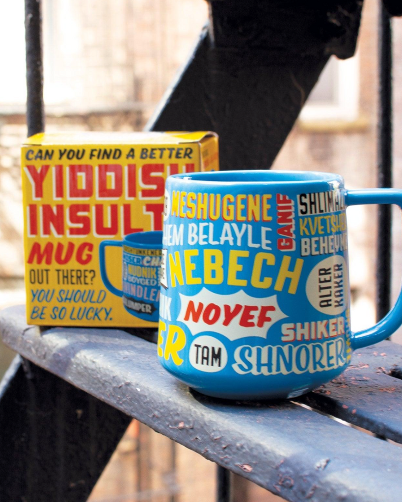 Yiddish insults mug by Unemployed Philosophers guild sold by Le Monkey House