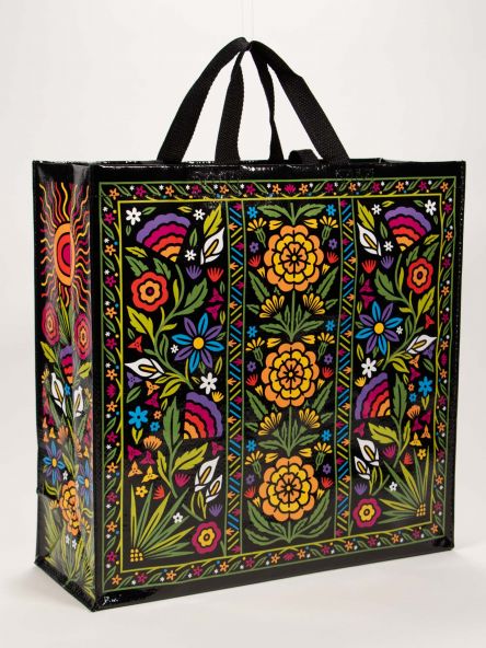 Flower Fest Folk art shopping bag Shopper Tote by Blue Q Sold by Le Monkey House