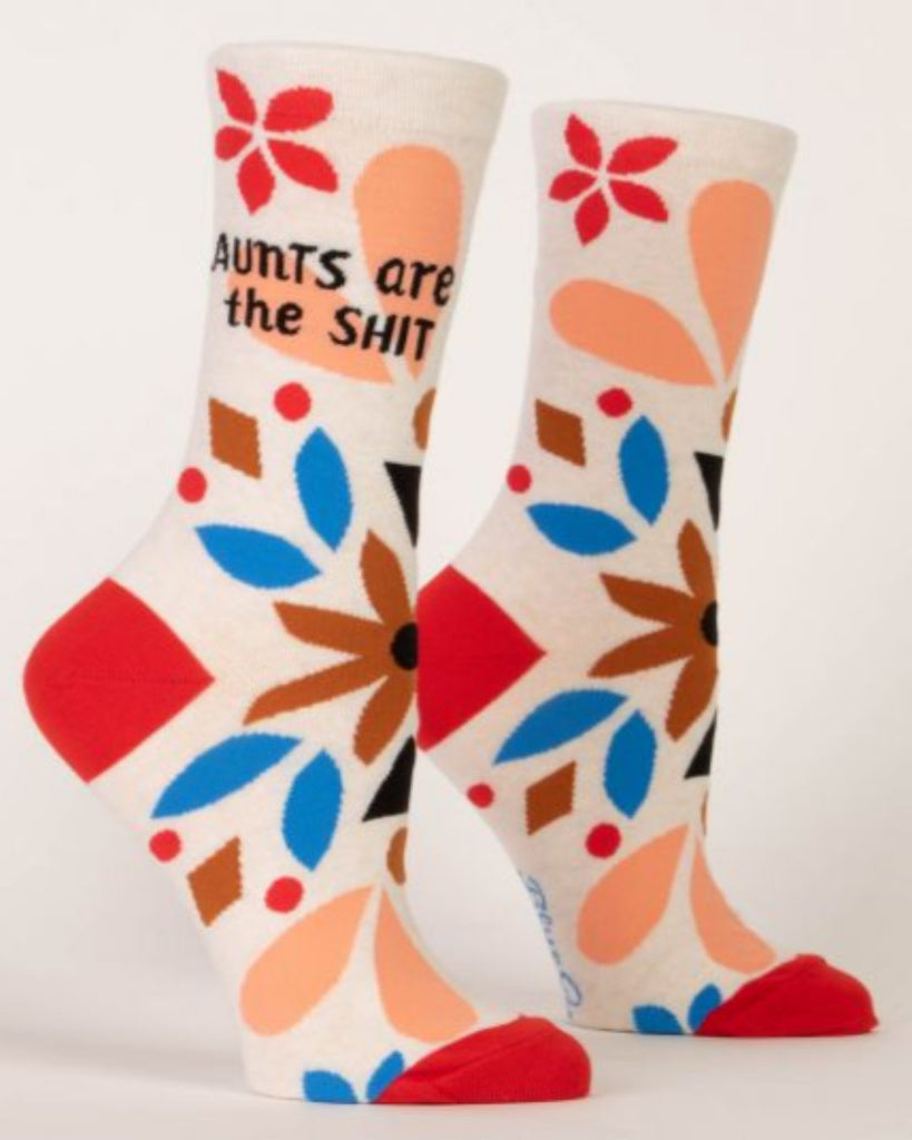 Aunts are the shit, flowers, women's socks by Blue Q sold by Le Monkey House Culpeper, Virginia