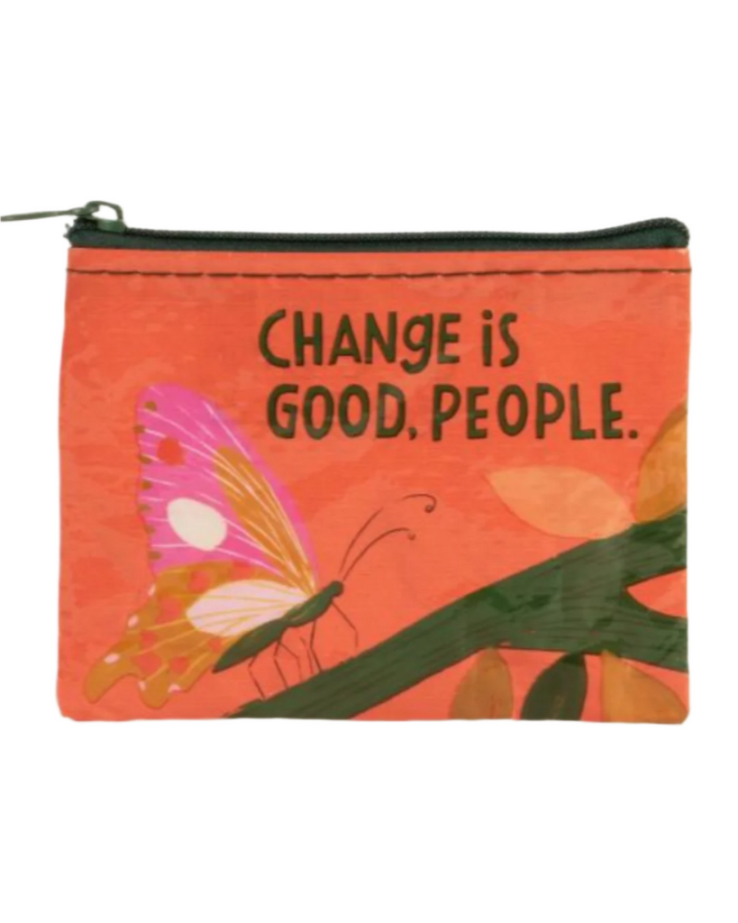 Change is good, people, butterfly coin purse, pouch by Blue Q sold by Le Monkey House