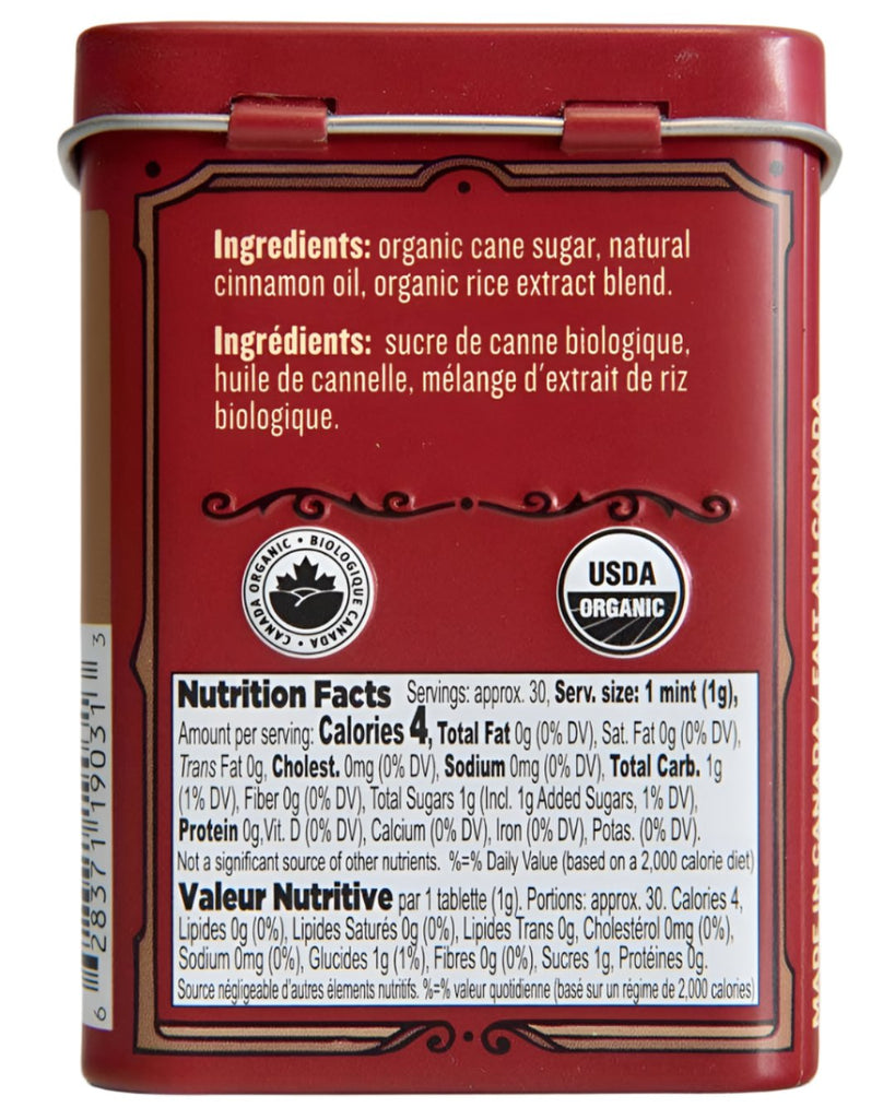 Clawhammer organic mints, Hot Cinnamon, Made in Canada by Big Sky Brands Sold at Le Monkey House