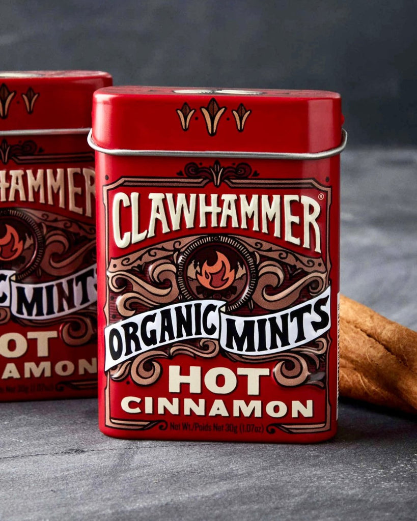Clawhammer organic mints, Hot Cinnamon, Made in Canada by Big Sky Brands Sold at Le Monkey House