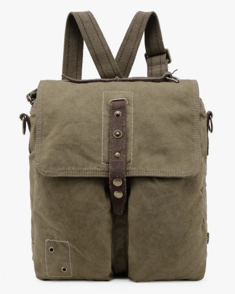 Coastal Leather and Canvas Mail Bag by TSD Brand, Messanger Shoulder bag or back pack Sold at Le Monkey House