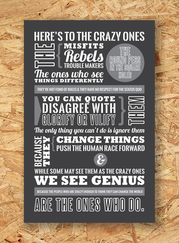 Here'S To The Crazy Ones | Steve Jobs Quote | Typography Print – Le Monkey  House