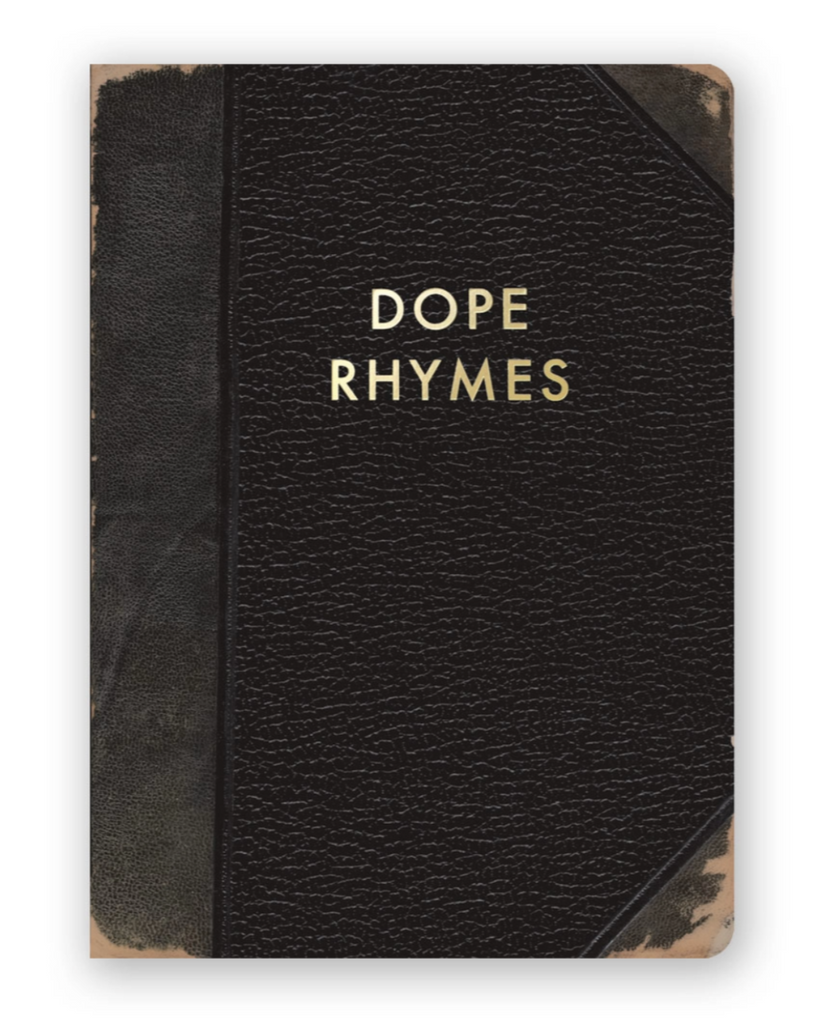 Dope Rhymes Journal notebook, 5"x7", gold foil by The Mincing Mockingbird, Sold be Le Monkey House