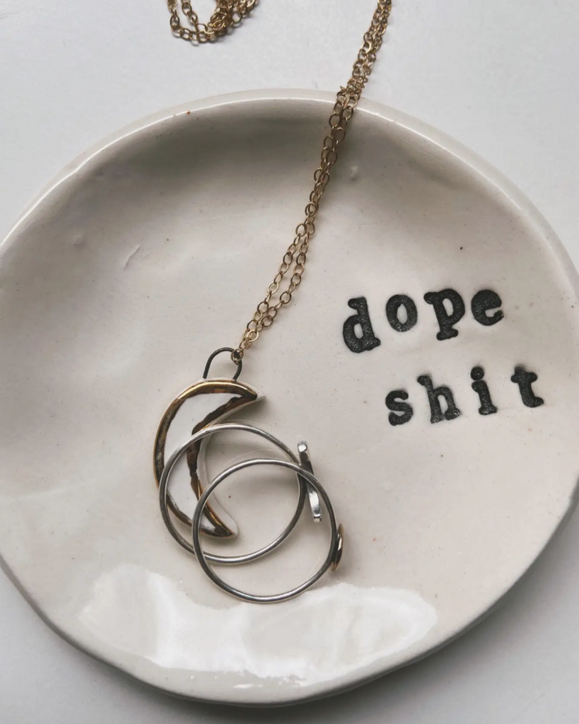 Dope Shit handmade pottery clay ring dish by Gloria Faye Sold by Le Monkey House