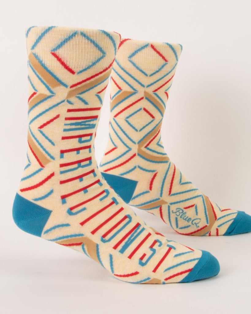 Imperfectionist men's socks by Blue Q sold by Le Monkey House Culpeper, Virginia