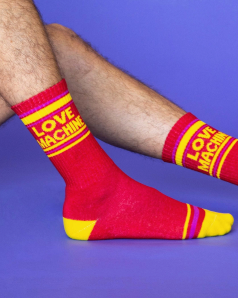 Love Machine Unisex Gym Socks by Gumball Poodle Sold At Le Monkey House