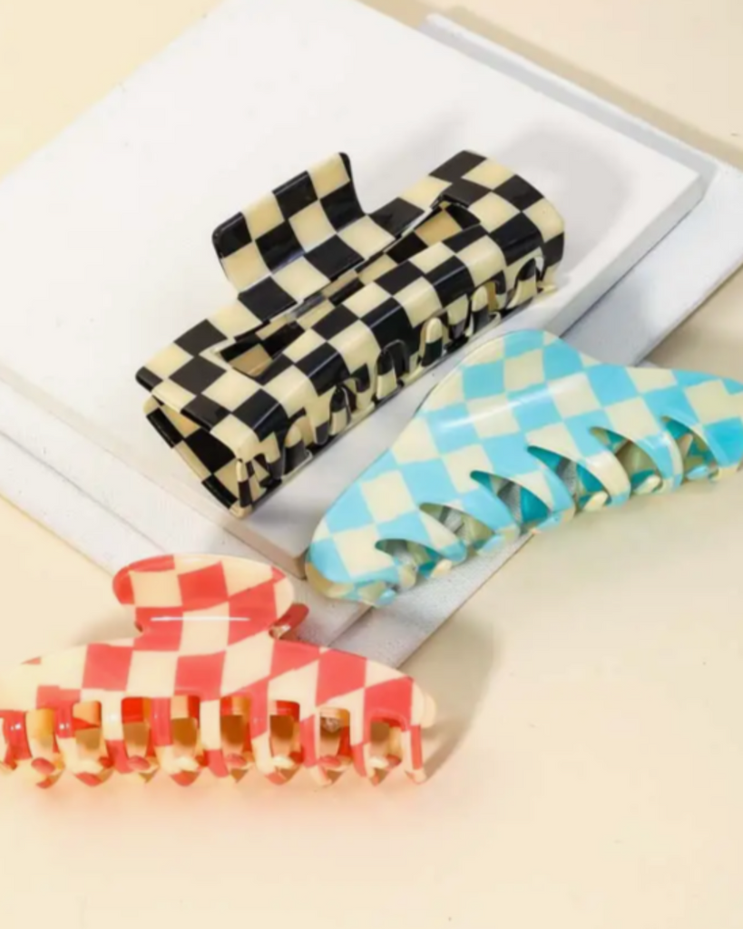 Checkered Plastic Hair Claws by Anarchy Street Sold by Le Monkey House