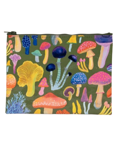 Mushrooms Illustration Zipper Pouch by Blue Q, Recycled material, Sold by Le Monkey House