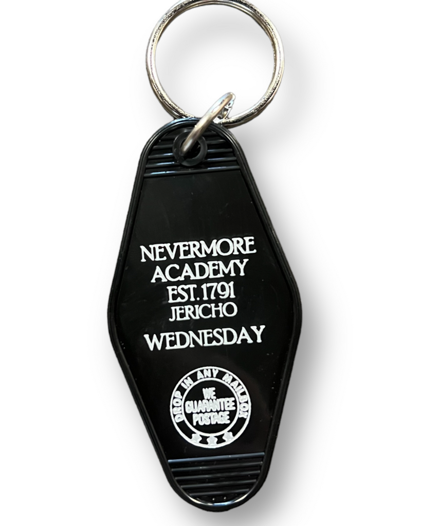 Nevermore Academy - Wednesday - vintage retro motel plastic keychain by 3 Sisters sold by Le Monkey House