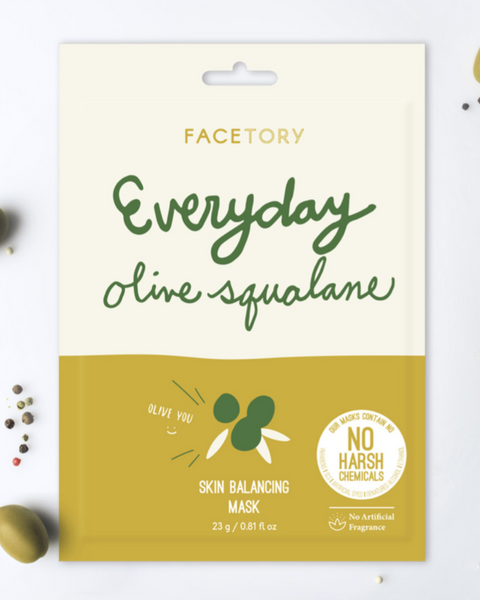 Facetory olive squalane skin balancing mask sold by Le Monkey House