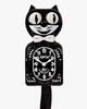 A black and white Kit-Cat Klock with an analog dial and rolling eyes.