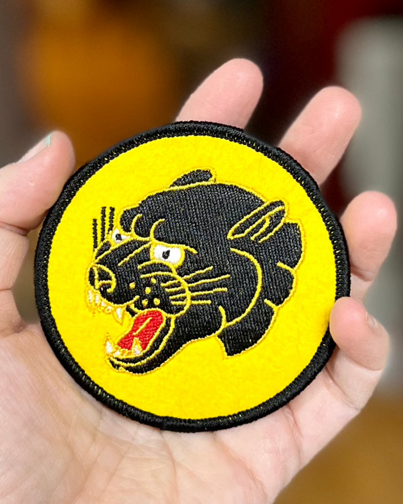 Black panther sew on patch by Oxford Pennant sold be Le Monkey House